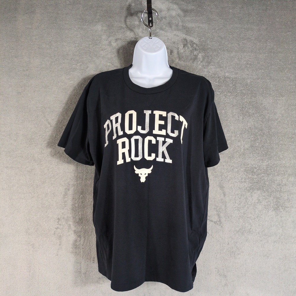 Under‎ Armour Project Rock T-Shirt Womens Medium Black Brahma Bull Graphic Tee